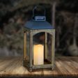 Exhart 16 in. Metal Wood Multicolored Solar Lantern with Candle Cheap