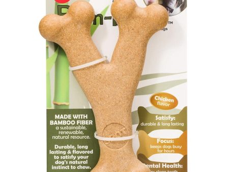 Spot Bam-bones Brown Bamboo Fibers Chicken Flavor Wish Bone Dog Toy 1 pk For Sale