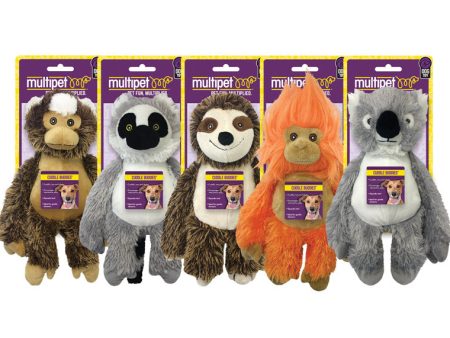 Multipet Bark Buddies Assorted Polyester Monkey, Lemur, Sloth, Tamarin, and Koala Dog Toy Medium Hot on Sale