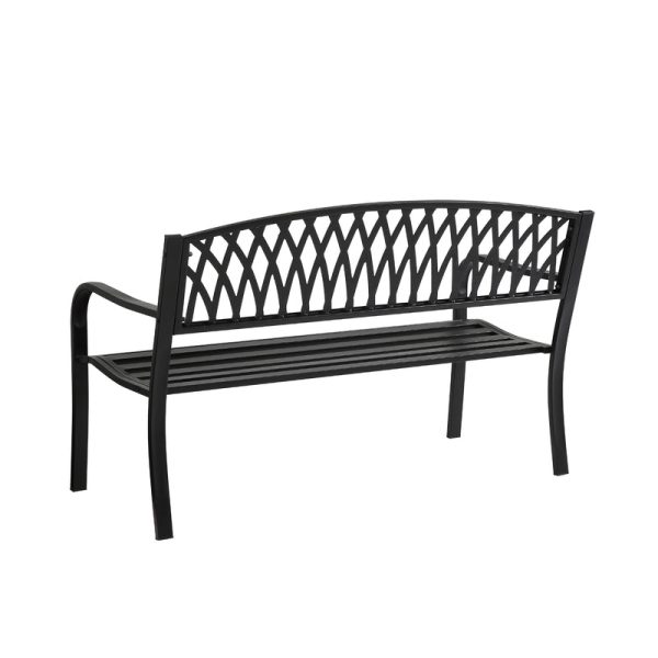 Living Accents Black Cast Iron Grass Back Park Bench 33.46 in. H X 50 in. L X 23.62 in. D Supply