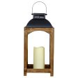 Exhart 16 in. Metal Wood Multicolored Solar Lantern with Candle Cheap