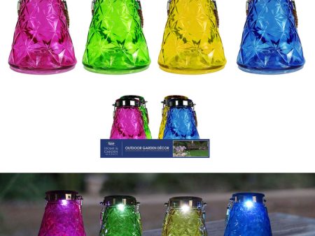 Alpine 7 in. Solar Power Glass Solar Textured Wasp Trap with LED Lights Assorted Solar Hanging Lante Cheap