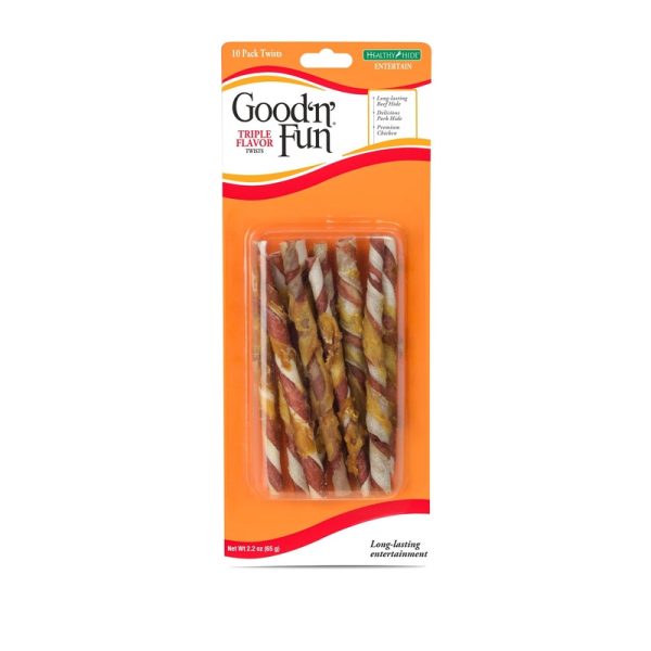 Good  n  Fun All Size Dogs Adult Rawhide Twists Beef Chicken Pork 10 pk Online Hot Sale