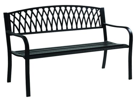 Living Accents Black Cast Iron Grass Back Park Bench 33.46 in. H X 50 in. L X 23.62 in. D Supply