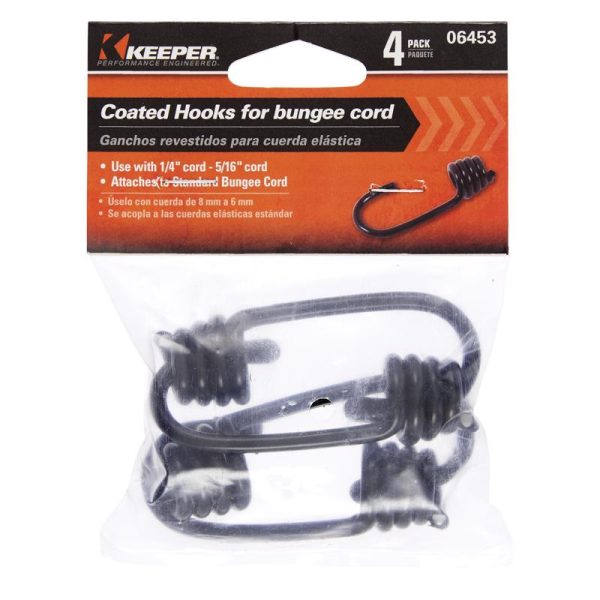 Keeper Black Bungee Cord Hooks 3 in. L X 1 4 to 5 16 in. 4 pk Sale