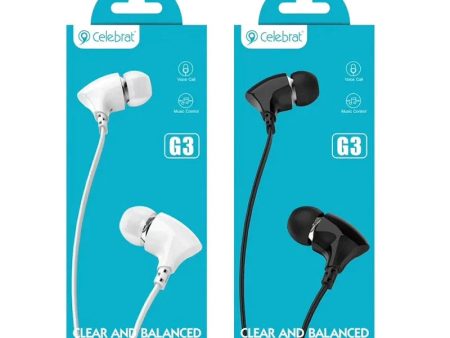 Celebrate, G3, Wired Earphone, White and Black. Online