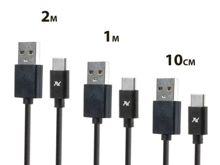 L avvento, MP067, 3 Pack Type-C to USB, charge cable (2m,1m,10cm), Black. Discount